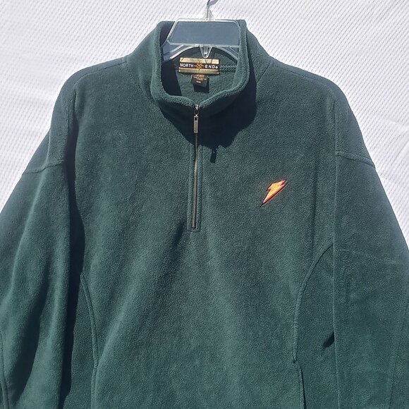 North End Men's Sweater Medium Hunter Green 1/4 Zip Fleece Pullover Orange Bolt - Picture 3 of 13